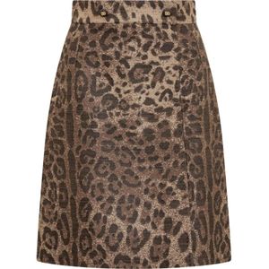 Dolce & Gabbana, Rokken, Dames, Bruin, S, Leopard Print Short Skirt