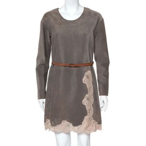Chloé Pre-owned, Pre-owned, Dames, Grijs, S, Suède, Pre-owned Suede dresses