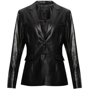 Rag & Bone, ‘Razor’ leren blazer Zwart, Dames, Maat:S