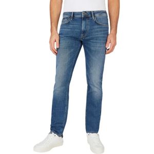 Pepe Jeans, Tapered Medium Used Jeans Blauw, Heren, Maat:W30 L34