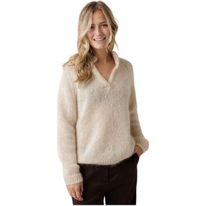 Knit-ted, Truien, Dames, Beige, L, Gezellige Mohair Polo Sweater