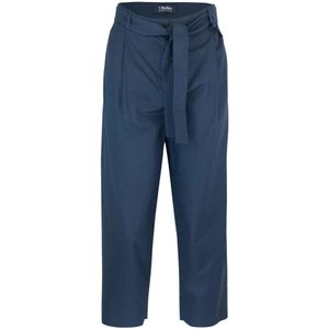 Max Mara Studio, Broeken, Dames, Blauw, M, Katoen, Blauwe Katoenen Wijde Broek