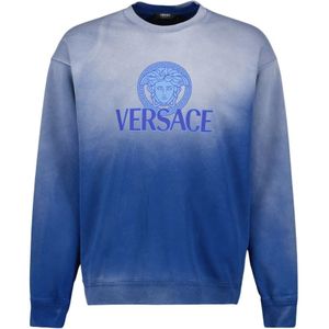 Versace, Sweatshirts & Hoodies, Heren, Blauw, M, Katoen, Vintage Medusa Sweatshirt Tie-Dye Blauw