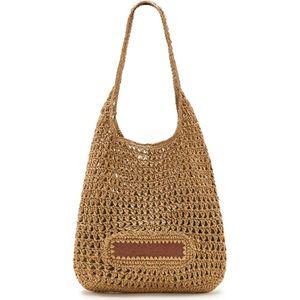 Maliparmi, Tassen, Dames, Beige, ONE Size, Raffia Hobo Handtas