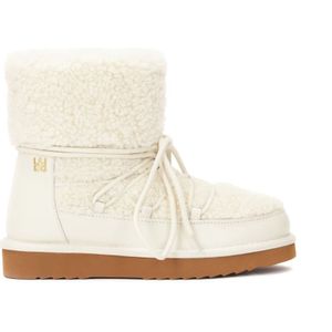 Kazar, Schoenen, Dames, Beige, 35 EU, Wol, Roomwitte sneeuwlaarzen op een bruine zool