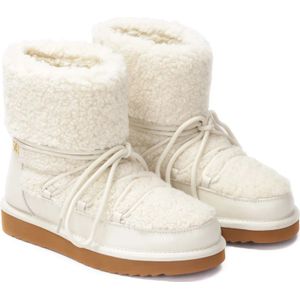 Kazar, Schoenen, Dames, Beige, 35 EU, Wol, Roomwitte sneeuwlaarzen op een bruine zool