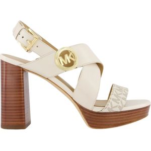 Michael Kors, Schoenen, Dames, Beige, 39 EU, Dames Vera Platform Sandaal Wit