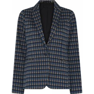 C.Ro, Jassen, Dames, Blauw, XL, Polyester, Blauw Geruite Blazer Ditte Stijl