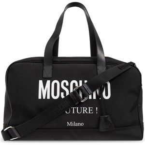 Moschino, Duffeltas met logo Zwart, Heren, Maat:ONE Size