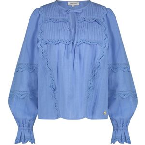 Fabienne Chapot, Blauwe Lucia Top met geborduurde details Blauw, Dames, Maat:M