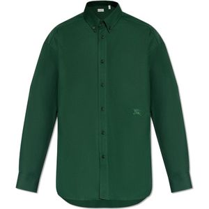 Burberry, Overhemden, Heren, Groen, XL, Katoen, Geborduurd overhemd
