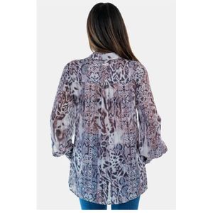 Fracomina, Georgette blouse met dierenprint Veelkleurig, Dames, Maat:S