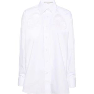 Stella McCartney, Blouses & Shirts, Dames, Wit, S, Katoen, Witte Katoenen Poplin Overhemd met Broderie Anglaise