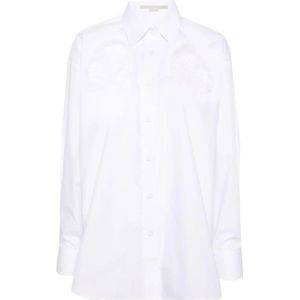 Stella McCartney, Witte Katoenen Poplin Overhemd met Broderie Anglaise Wit, Dames, Maat:S