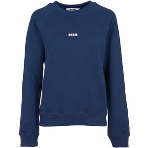 Msgm, Sweatshirts & Hoodies, Dames, Blauw, S, Blauwe Sweaters met Klein Logo