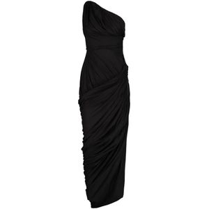 Rick Owens, Asymmetrische One-Shoulder Gedrapeerde Jurk Zwart, Dames, Maat:XS