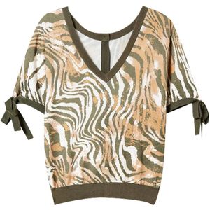 Actitude, Sweater met Animal Print en V-Hals Veelkleurig, Dames, Maat:L