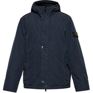 Stone Island, Jassen, Heren, Blauw, 3Xl, Leer, Capuchonjack