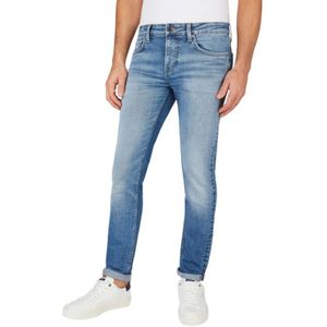Pepe Jeans, Jeans, Heren, Blauw, W33 L34, Denim, Slim Medium Used Lichtgewassen Jeans