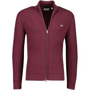 Gant, Rode Gestructureerde Cardigan met Rits Rood, Heren, Maat:M