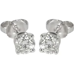 Tiffany & Co. Pre-owned, Pre-owned, Dames, Grijs, ONE Size, Tweed, Pre-owned Platinum earrings