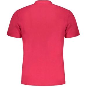 Napapijri, Tops, Heren, Roze, M, Katoen, Geborduurd Logo Katoenen Poloshirt