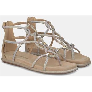 Alma EN Pena, Schoenen, Dames, Beige, 35 EU, Leer, Sprankelende Platte Sandaal