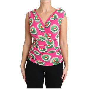 Dolce & Gabbana, Tops, Dames, Veelkleurig, 3Xs, Sleeveless Tops