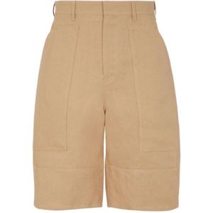 Fendi, Korte broeken, Heren, Beige, M, Beige Workwear Bermuda Shorts
