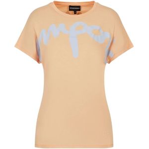 Emporio Armani, Tops, Dames, Oranje, XS, Korte Mouw T-shirt