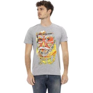 Trussardi, Grijze Katoenen T-shirt met Frontprint Grijs, Heren, Maat:M