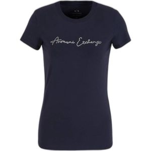 Armani Exchange, Tops, Dames, Blauw, M, Katoen, T-Shirts