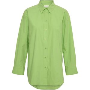 Part Two, Blouses & Shirts, Dames, Groen, 2Xl, Katoen, Groene Klassieke Blouse met Relaxte Silhouet
