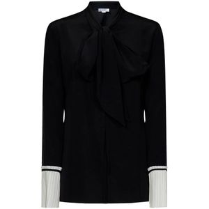 Victoria Beckham, Blouses & Shirts, Dames, Zwart, 2Xs, Zwarte zijden overhemd met geplooide manchetten