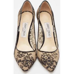 Jimmy Choo Pre-owned, Pre-owned, Dames, Beige, 38 EU, Pre-owned Lace heels