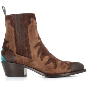 Sartore, Schoenen, Dames, Bruin, 39 EU, Suède, Donkerbruine en Blauwe Texano Laarzen