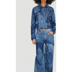 Ahluwalia, Jassen, Dames, Blauw, S, Denim, Grafische Denim Jas