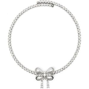 Shushu/Tong, Vlinder Motief Choker Ketting Grijs, Dames, Maat:ONE Size