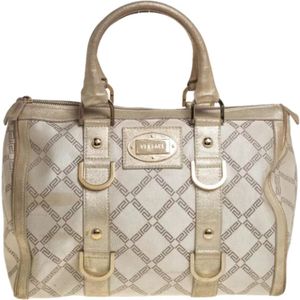 Versace Pre-owned, Pre-owned, Dames, Beige, ONE Size, Leer, Tweedehands Canvas handtassen