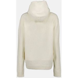 Moncler, Sweatshirts & Hoodies, Heren, Wit, M, Pailletten, Gezellige hoodie met gouden paillettenlogo