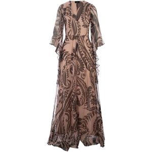 Etro, Kleedjes, Dames, Veelkleurig, M, Chiffon, Roze Zijden Chiffon Maxi Jurk