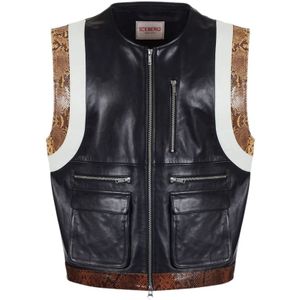 Iceberg, Leather Jassen Zwart, Heren, Maat:M