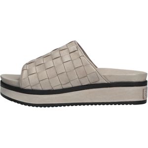 Shabbies, Schoenen, Dames, Grijs, 40 EU, Leer, Platform Slipper Licht Grijs Gevlochten