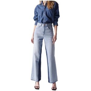 Salsa, Push in Wide Leg Jeans met geheime glamour Blauw, Dames, Maat:W28 L32