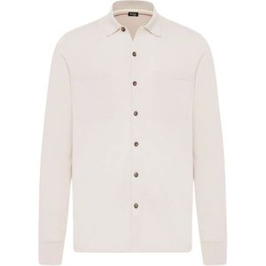 Kiton, Overhemden, Heren, Wit, XL, Katoen, Katoenen Shirt Lange Mouw IJs Grijs