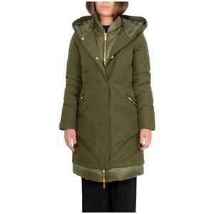 Woolrich, Mantels, Dames, Groen, M, Katoen, Stijlvolle Anorak Parka voor Vrouwen