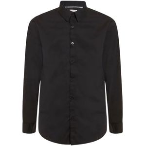 Guess, Klassieke Stretch Slim Fit Overhemd Zwart, Heren, Maat:XL