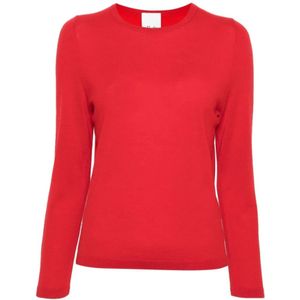 Allude, Rode Wol Crew Neck Sweater Rood, Dames, Maat:S