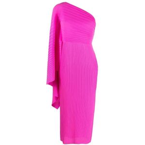 Solace London, Fuchsia Geribbelde One-Shoulder Jurk Roze, Dames, Maat:S