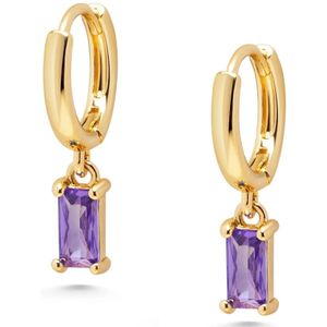 Nialaya, Women's Huggie Earrings with Purple Charm Geel, Dames, Maat:ONE Size